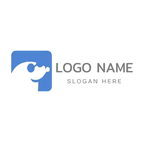 鼴鼠 Logo Blue Square and Mole Outline logo design
