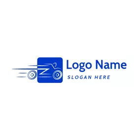 Bicycling Logo Blue Square and Speed Motorcycle logo design