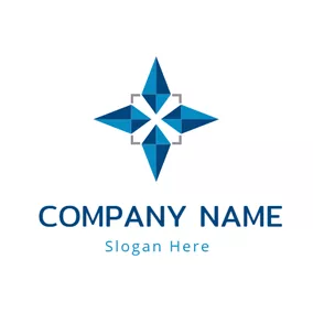 Combination Logo Blue Square and Star logo design