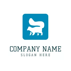 Social Media Profile Logo Blue Square and White Fox logo design