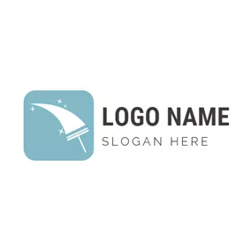 Cleaning Logo Blue Square and White Glass Wiper logo design