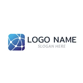 物理ロゴ Blue Square and White Net logo design