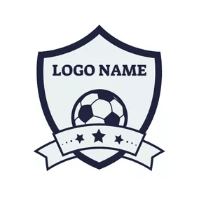 Ball Logo Blue Star and Gray Soccer logo design