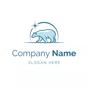 クマのロゴ Blue Star and Polar Bear logo design