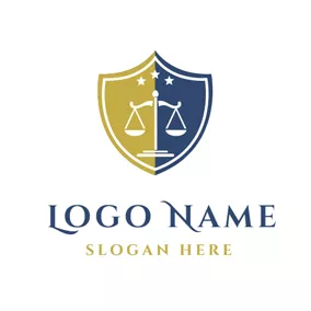 Logotipo De Defensor Blue Star and Scale Court Badge logo design