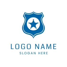 カジュアルロゴ Blue Star Police Badge logo design