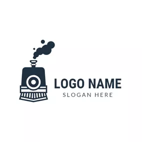 Smoke Logo Blue Steam and Train Head logo design