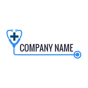 Insurance Logo Blue Stethoscope and Cross logo design