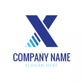 Blue Logo Blue Stripe and Letter X logo design