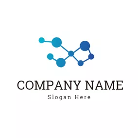 Molecule Logo Blue Structure and Atom logo design