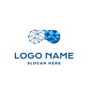 Human Logo Blue Structure and Unique Vr Glasses logo design