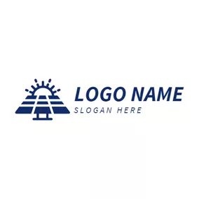 ソーラー　ロゴ Blue Sun and Solar Panel logo design