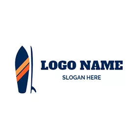 冲浪 Logo Blue Surfboard and Paddle logo design