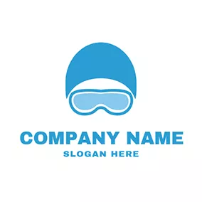 游泳 Logo Blue Swimming Cap and Goggle logo design