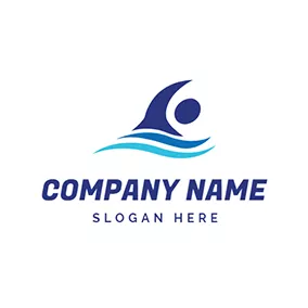 スイミング　ロゴ Blue Swimming Man Icon logo design