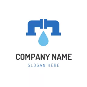 管道logo Blue Tap and Clean Drop logo design