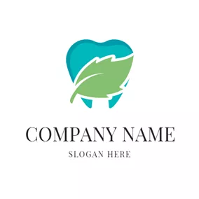 Tooth Logo Blue Tooth and Mint Leaf logo design