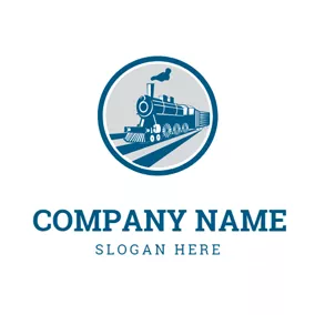Engine Logo Blue Train and Railway logo design