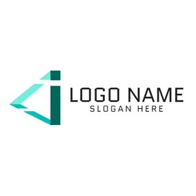 Logotipo I Blue Triangle and Green Letter I logo design