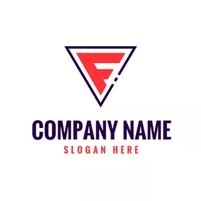 Red And Blue Logo Blue Triangle and Letter F logo design