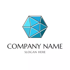 ポリゴンロゴ Blue Triangle and Polygon logo design
