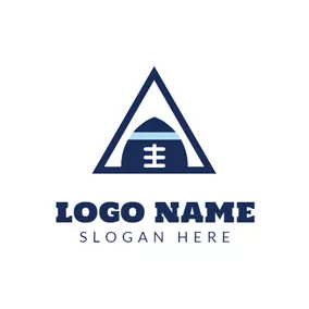 橄欖球logo Blue Triangle and Rugby logo design
