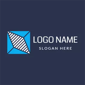 Math Logo Blue Triangle and Striped Rhombus logo design