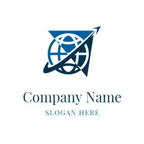 Logotipo De Internet Blue Triangle and White Earth logo design