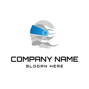Man Logo Blue Vr Glasses and Human logo design