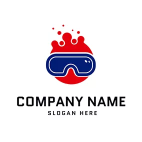 Cool Logo Blue Vr Glasses and Red Bubble logo design