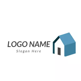 Cabin Logo Blue Wall and White House logo design