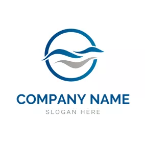 暴風雨 Logo Blue Wave and Stream logo design