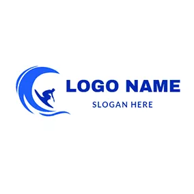 Logótipo De Prova Blue Wave and Surfing logo design