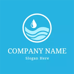 Nature Logo Blue Wave and White Water Drop logo design