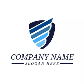 Security Logo Blue Wing and Badge logo design