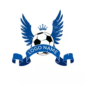 Logotipo De Club De Fútbol Blue Wing and Black Football logo design