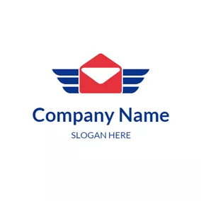 Deliver Logo Blue Wing and Red Envelope logo design