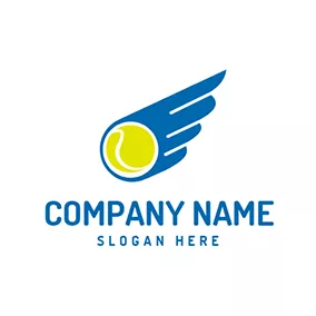 網球Logo Blue Wing and Yellow Ball Icon logo design