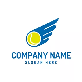 Tennis Logo Blue Wing and Yellow Ball Icon logo design