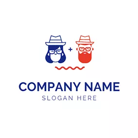 Hat Logo Blue Woman and Orange Man logo design