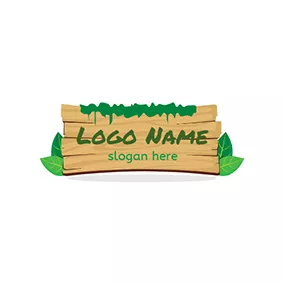 叢林 Logo Board Banner With Leaves Jungle Logo logo design