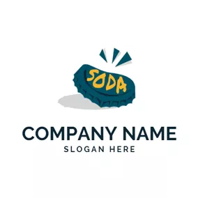 キャップロゴ Bottle Cap and Soda logo design
