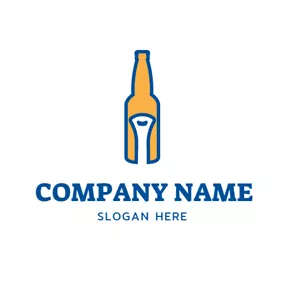 Bee Logo Bottle Opener and Beer Bottle logo design