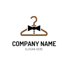 Clothes Logo Bow Tie and Coat Hanger logo design