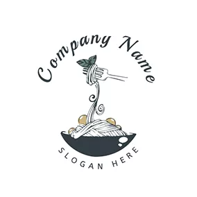 Fork Logo Bowl Fork Delicious Pasta logo design