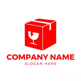 Cube Logo Box Cup Cube Fragile logo design