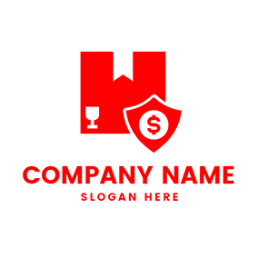 シールドのロゴ Box Shield Money Fragile logo design