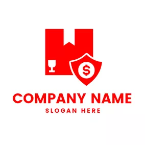 Shape Logo Box Shield Money Fragile logo design