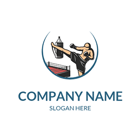 Stag Logo Boxing Match Stage Boxer logo design