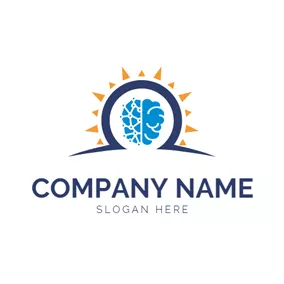 Data Logo Brain and Omega Symbol logo design